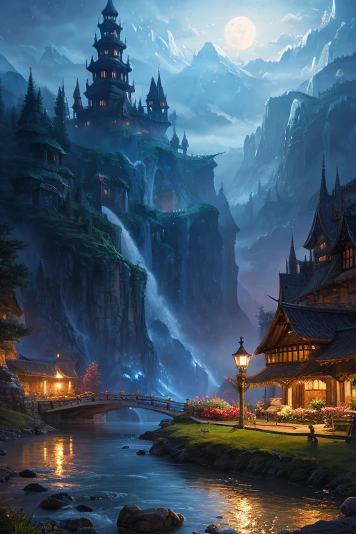 Highest quality、Landscape painting、Night view、Fantasy