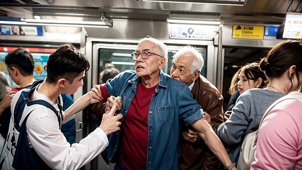 old men grabbing hottie in the subway