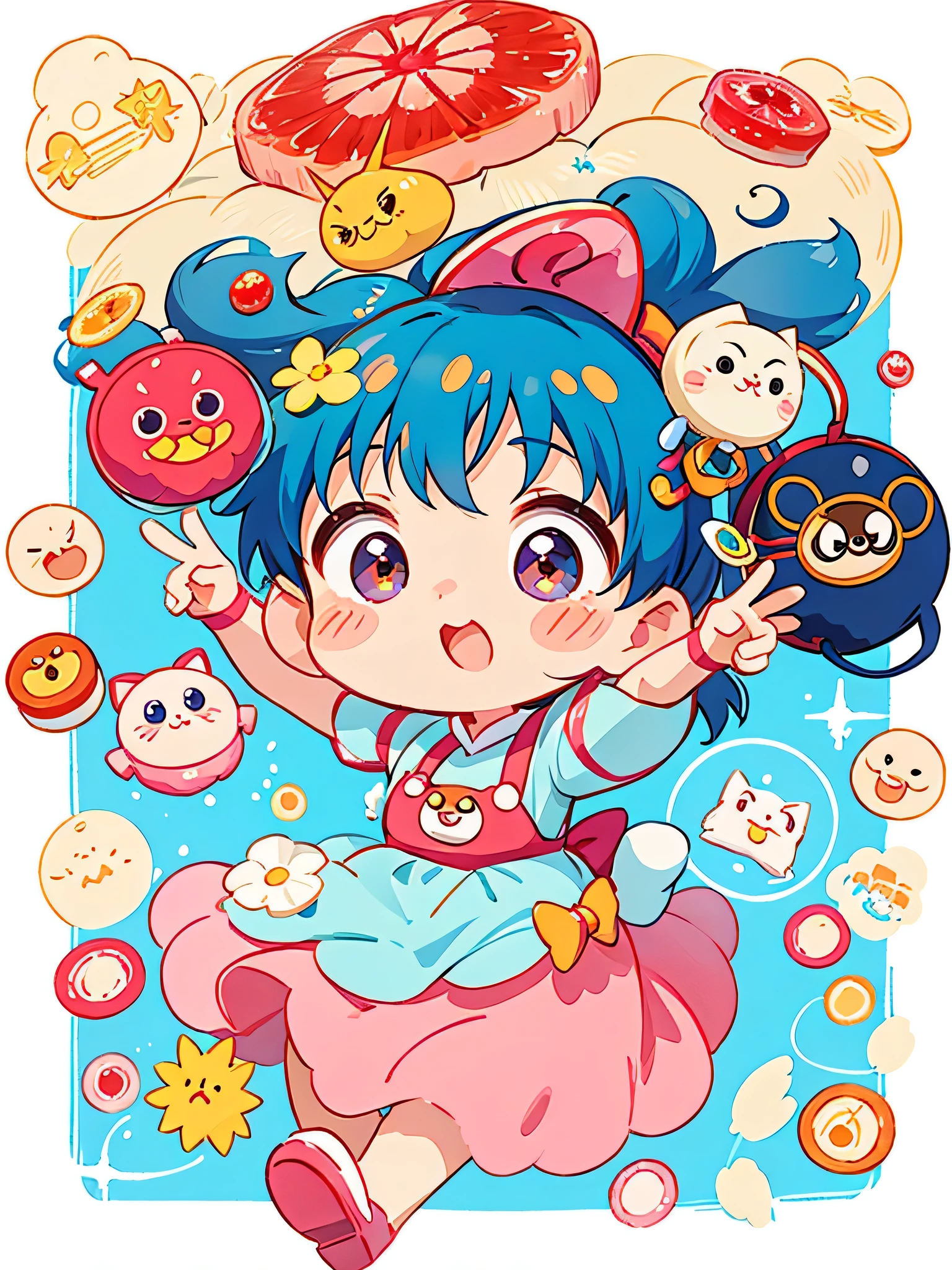 Takashi Yanase style, Kawaii Design, The most beautiful girl of all time、chibi, (((Uncle Jam))), Anpanman