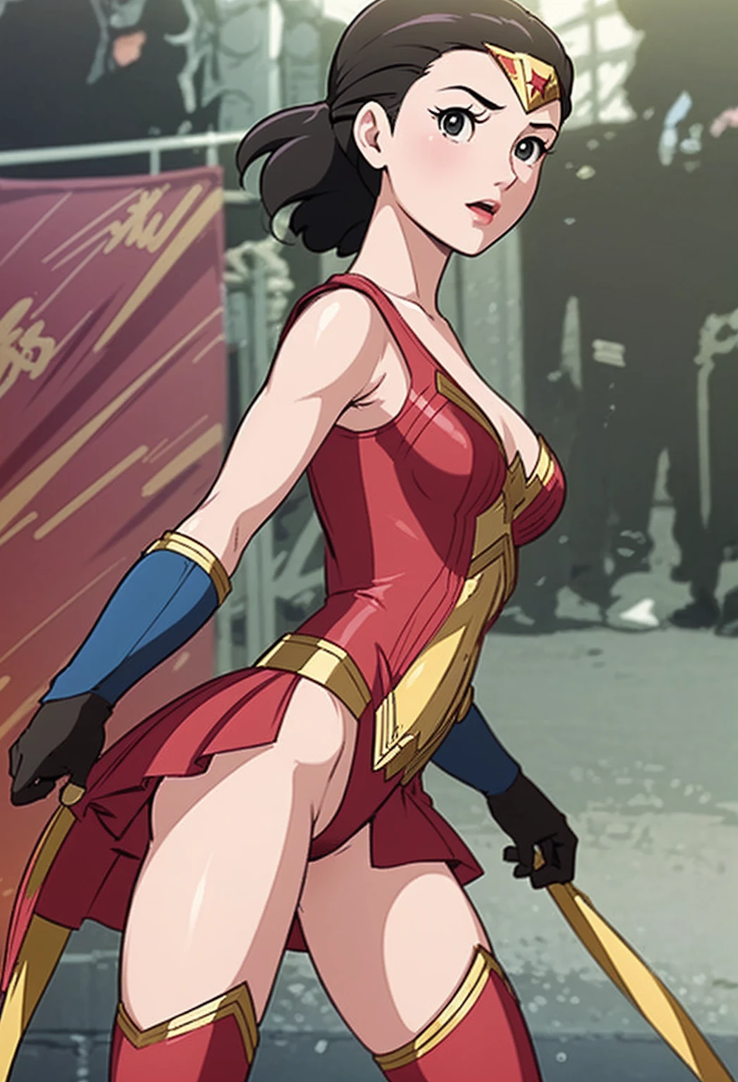 a close up of a woman in a costume , james jean soft light 4 k, wlop : :, art-deco style, portrait of wonder woman, inspired by Noriyoshi Ohrai, trending on artstaion, mechanized soldier girl, sci - fi : :  