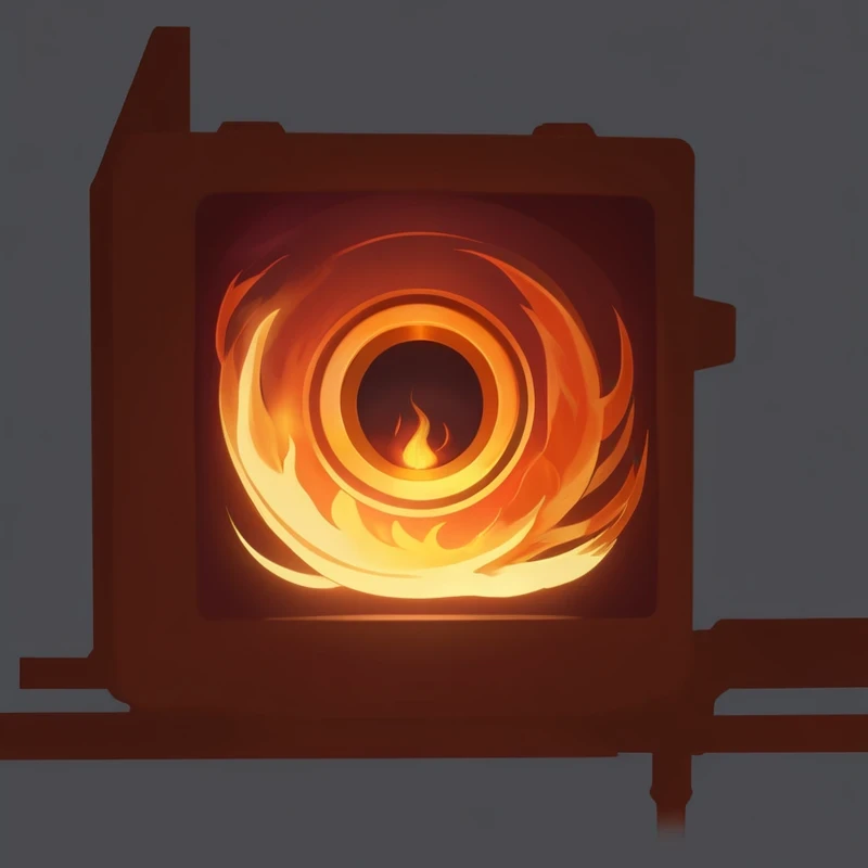 there is a picture of a camera with a fire inside of it, icon with a halo of fire, Torchlight. sketch, Portal to the lost realm of fire, Game Icon Assets, (fire), Research the Hell Rift Portal, Stylized game icons, fire powers fire swirling, luminous fire halo, holy fire spell art, Sphere of Agamemnon