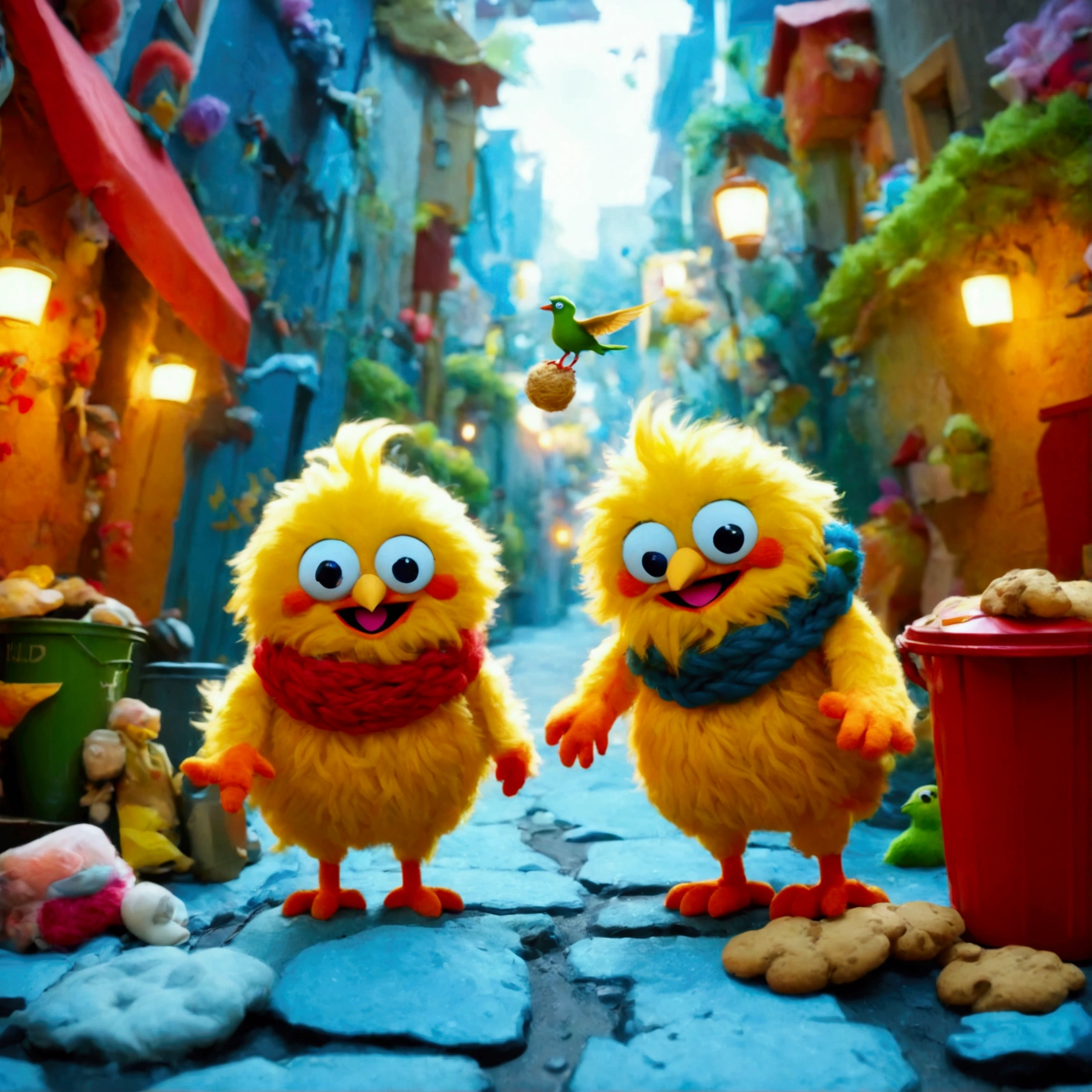 dim、Town、Colorful、building、doll、toy、Speak、monster、cookie、red、Hairy、yellow、bird、Garbage can、green、monster、red、Yarn、blue、Yarn、Sesame Street、play、Song、dance、educate、Educational、item、arms、Armor、Restorative drugs、food、adventure、danger、Mystery、wonder、fun、smile、Friendship