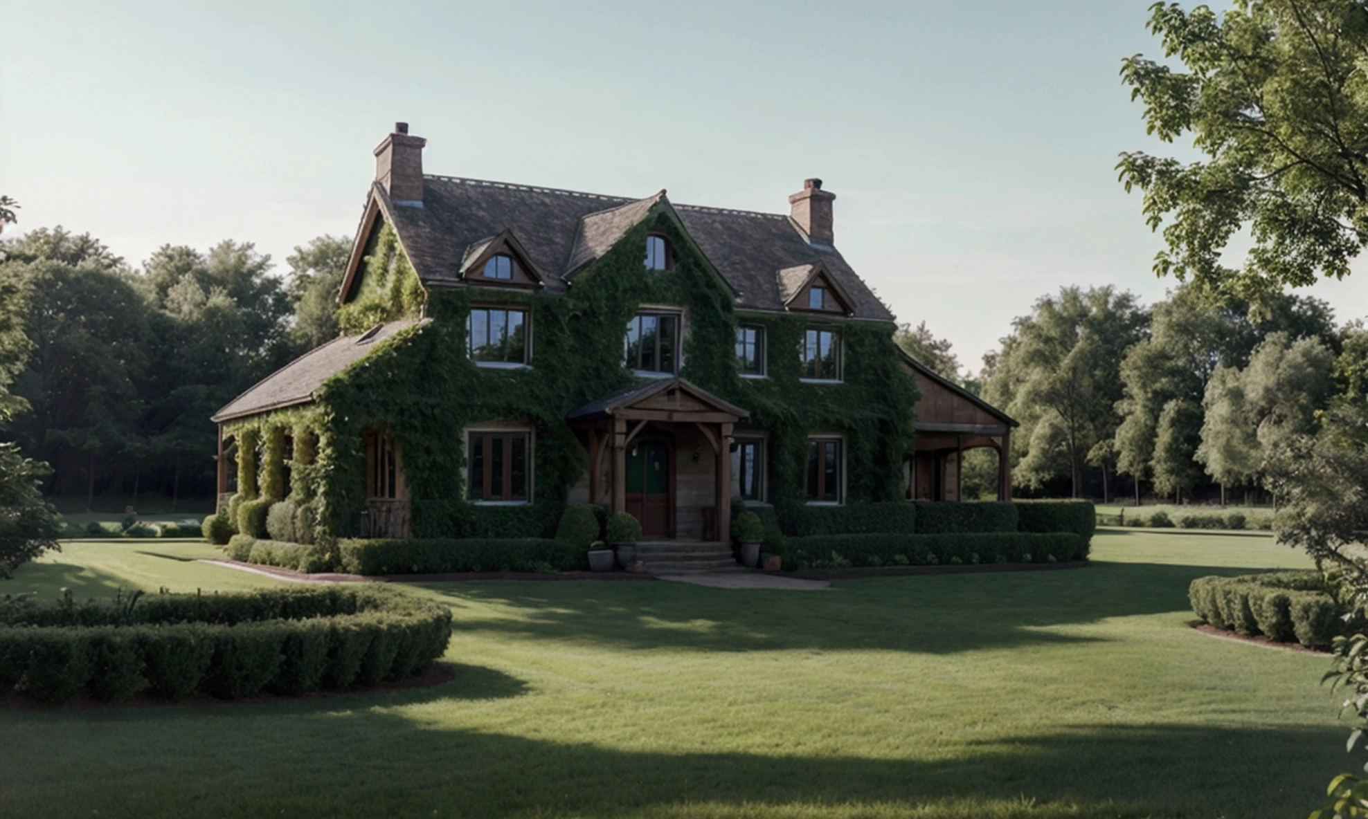 8k, RAW photo, best quality, masterpiece:1.2), (realistic, photorealistic:1.37) country house green background