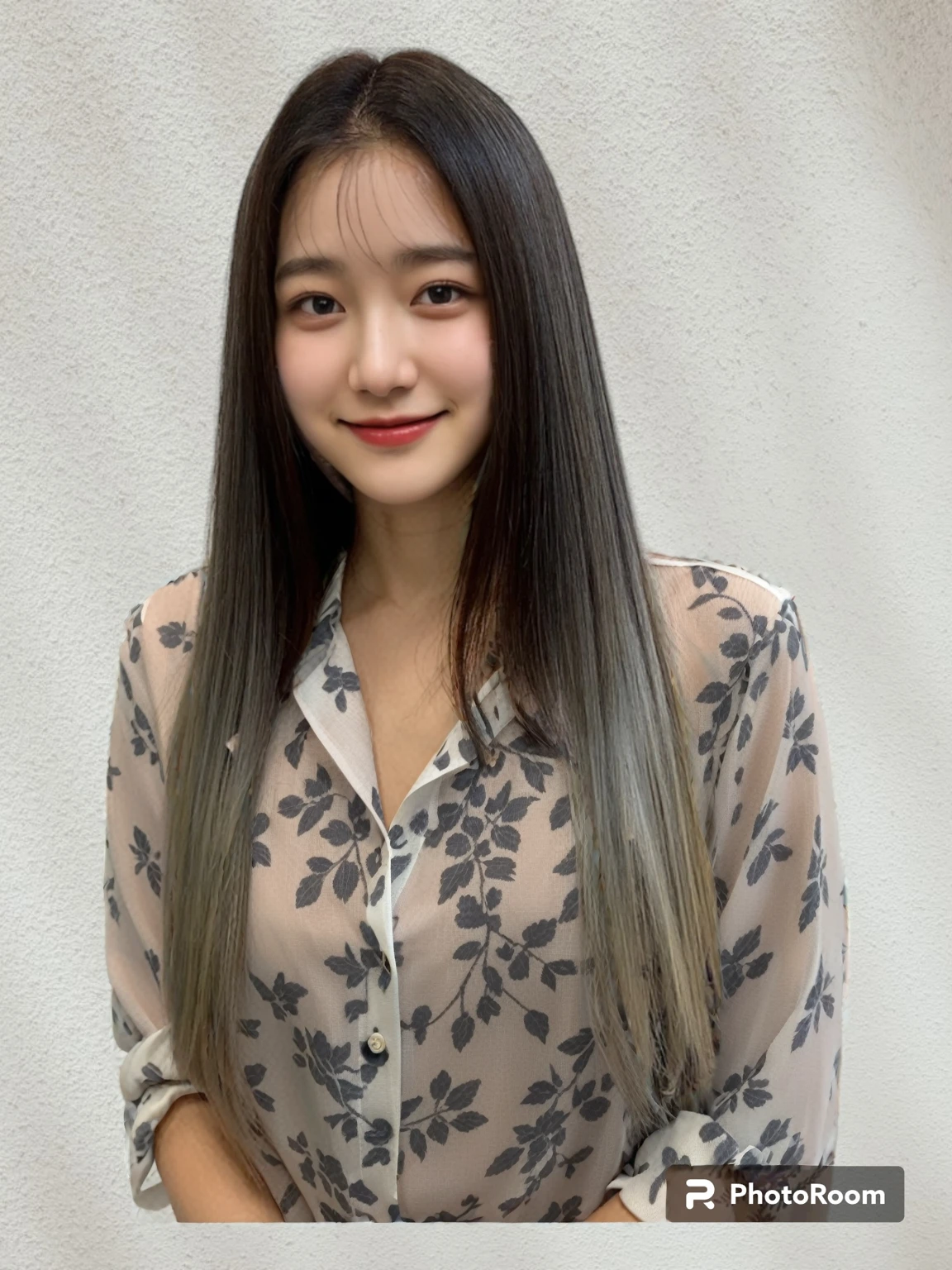 Best Quality, 8k, Masterpiece, (Portrait: 1.3), (photo realistic:1.4), (hyper realistic:1.4), Sharp Focus, looking at viewer, (smoother lighting:1.1), (increase cinematic lighting quality:0.9), realistic lighting, backlighting, light on face, ray trace, (brightening light:1.2), (Increase quality:1.4), sharp detail, (best quality real texture skin:1.4), finely detailed eyes, black_eyes, finely detailed face, 25 year old Korean woman, (white formal_shirt:1.4), (Create an image maintaining the original base model hairstyle:1.5)
