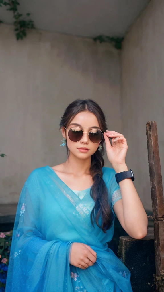 A beautiful girl with long flowing flowers in hair, detailed eyes, delicate features, and an elegant expression, surrounded by lush, vibrant flowers in a natural outdoor setting, ethereal, magical, highly detailed, 8K, photorealistic, masterpiece, cinematic lighting, soft pastel colors, natural beauty