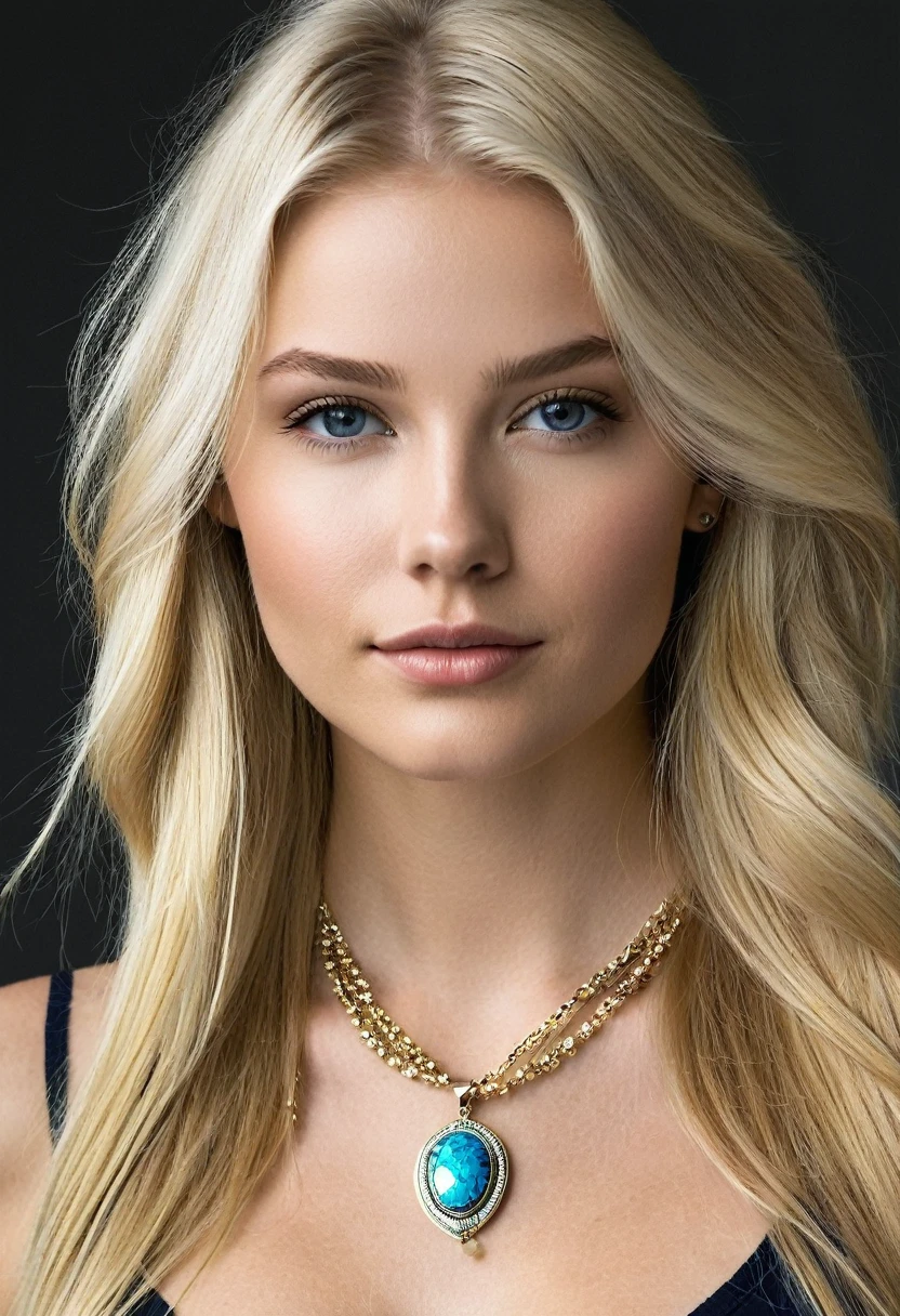iphone pro 14, extremely beautiful model, 20-year-old woman, Scandinavian, long blonde hair, realisitic, perky breasts, neckleace, top cut, , Lauren Budd