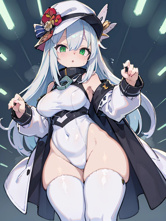 score_9, score_8_superior, score_7_superior, score_6_superior, score_5_superior, score_4_superior, sauce_anime, Break Solo, Android Woman,greenwhiteい_skin, length_hair, white_hair,green_eyes, Are standing, Curvy,Shine_eye, Hatching trough, vapor, Cable _background