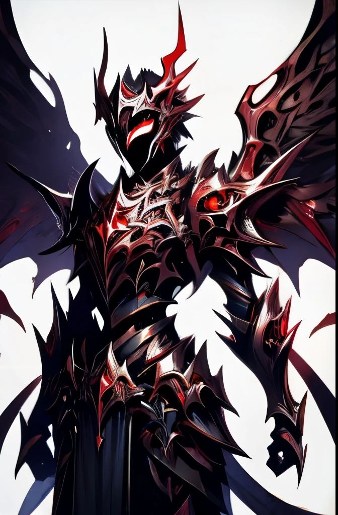 Female demon with big armor wings and black mask