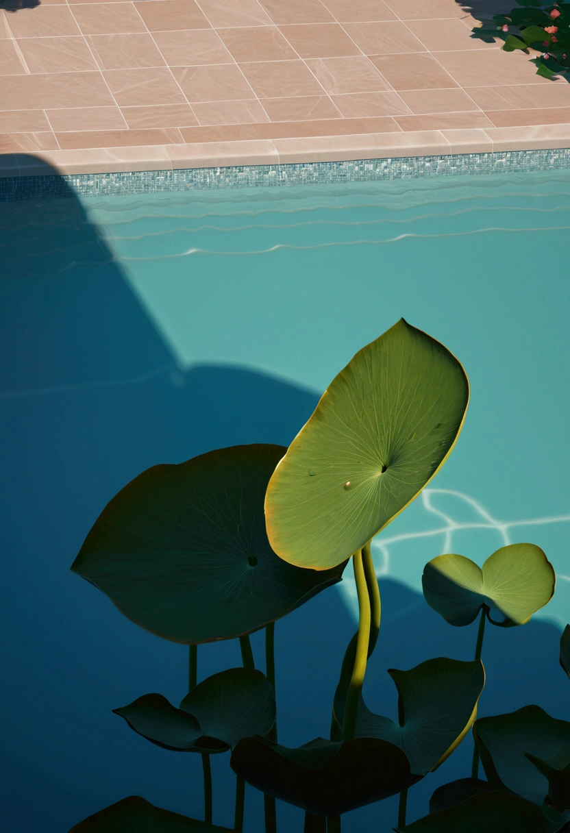 masterpiece, Highest quality, (Very detailed CG unity 8k wallpaper), (Highest quality), (Best illustrations), (Best Shadow) lotus leaves, Pool, Isometric 3D, Octane Rendering, Ray Tracing, Very detailed