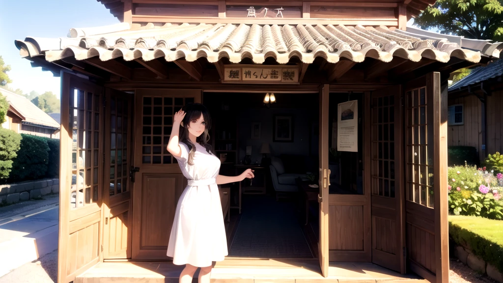 masterpiece, woman, in the village, kawaii, midday