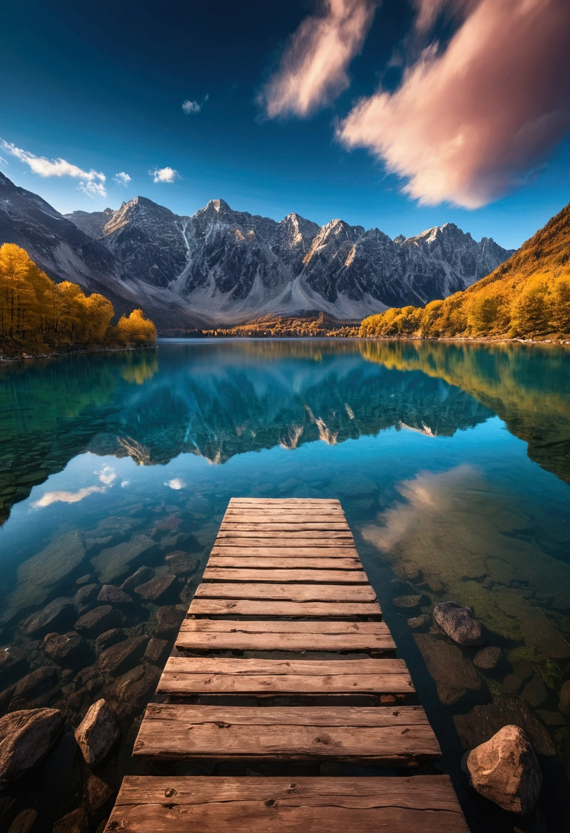 master part、top quality、Superior image quality、8k quality, genius、lake、long exposure