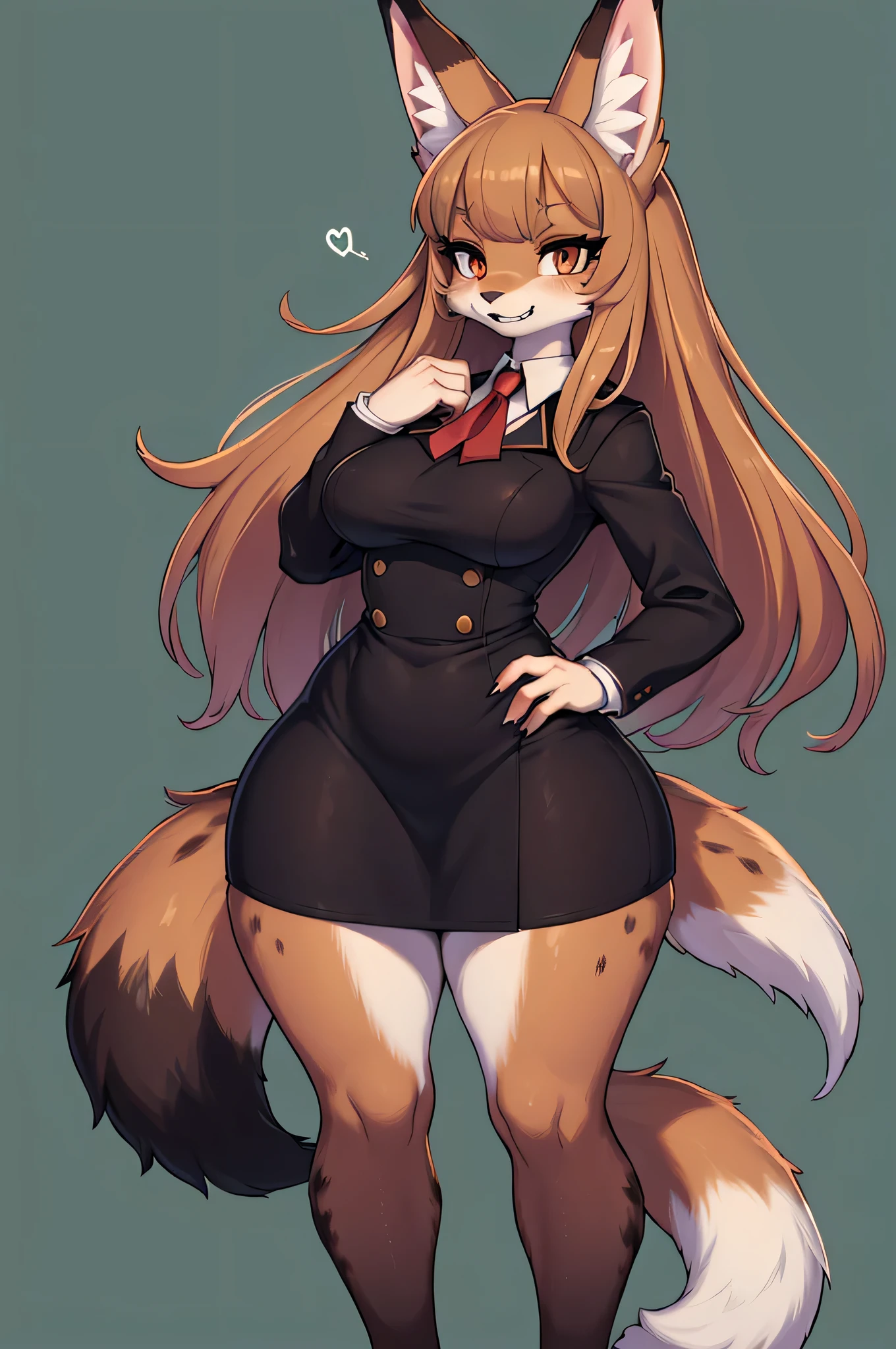 feral,fox, masterpiece, best quality holo is a wolf girl,fox tail, furry art!!!, curvy ,thick thighs,expressive eyes, (brown fur skin), wolf ears, messy hair, feral), furry, stocking, sweaty, plump body type,Serval, fox, wolf girl,fangs, sharp eyeliner, eyeshadow, (detailed eyes),china dress Lingerie,WW2 uniform, secretary, post-apolytic, stocking, girly, dynamic pose, standing, presenting hindquarters, full body,