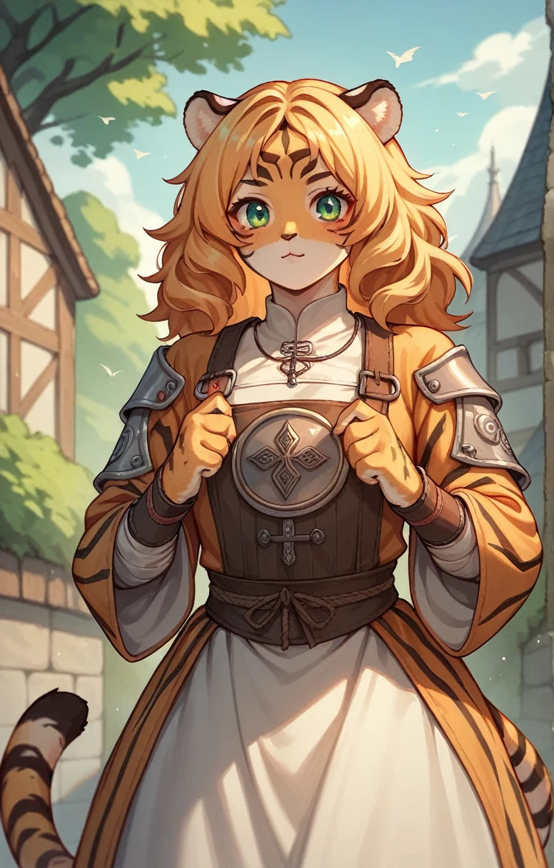(Tiger Girl)),anime, alone,Medieval,Monk,Female furry_Mini Cute Style,humanoid cheetah,Fantasy,No light,