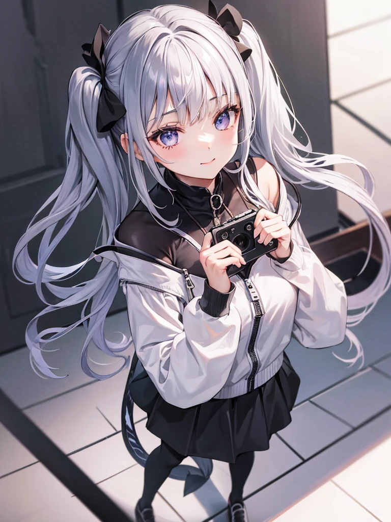 1. Girl holding head in both hands, girl all over bare shoulders, leaky chest, gray long sleeves, big V-neck, short dress, gray high heels, green