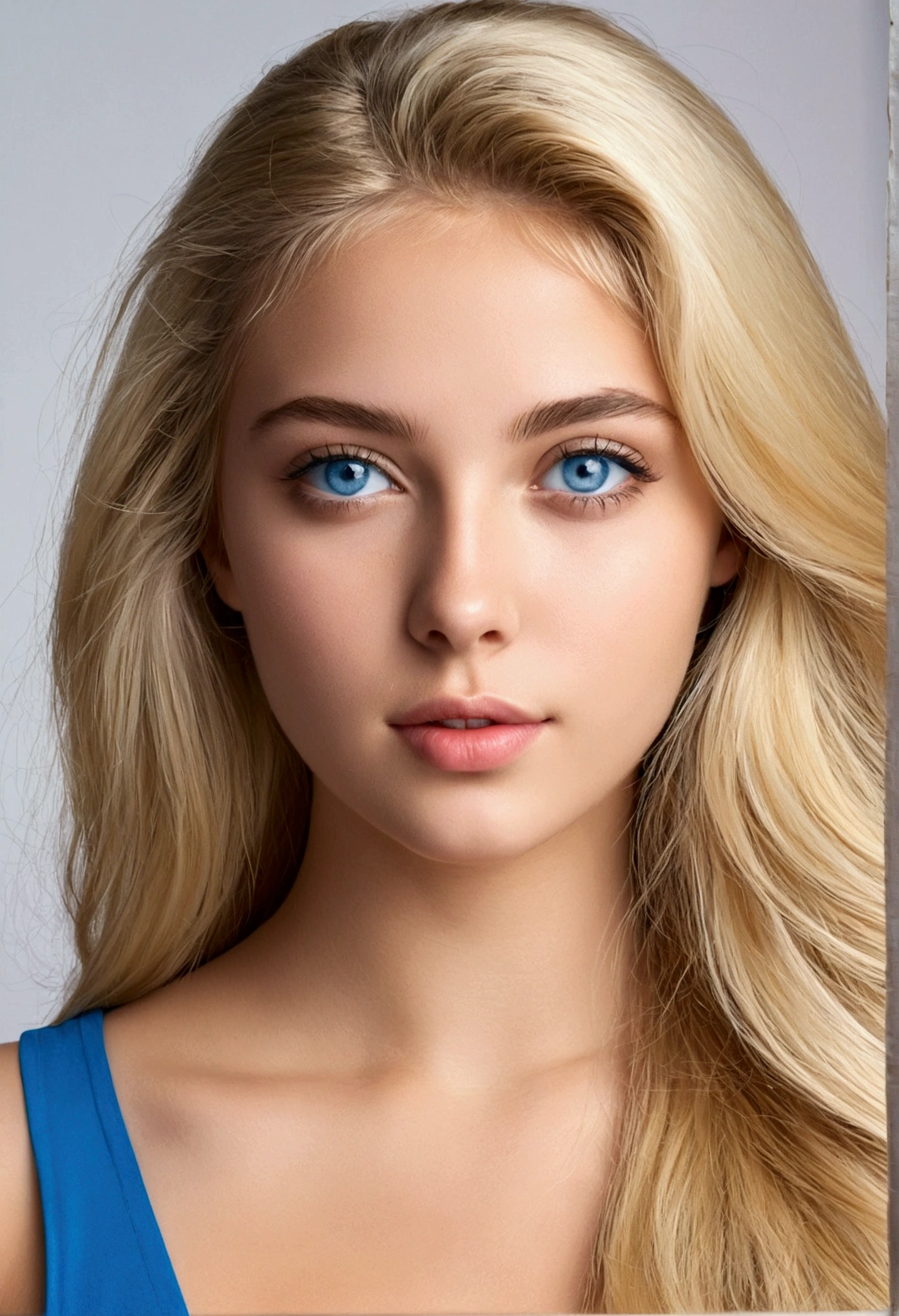 high-quality, masterpiece, detailed, realism, ultra-realism,nowlet´s list all the characteristics of gabriela rogerio da silva, the perfct face, very attractive, beutifu 19-year-old spanish blonde girl, blue eyes, medium-le ngth hair and natural light blue eyes, looking directly alt the camera, hot, sensual, most beautiful, round face, good chin, best features, skin and hair with high texture, amazing blue eyes and blonde hair. her body is 1.75m tall, with a fit shape, slim waist, large bust, long hair, medium buttocks.