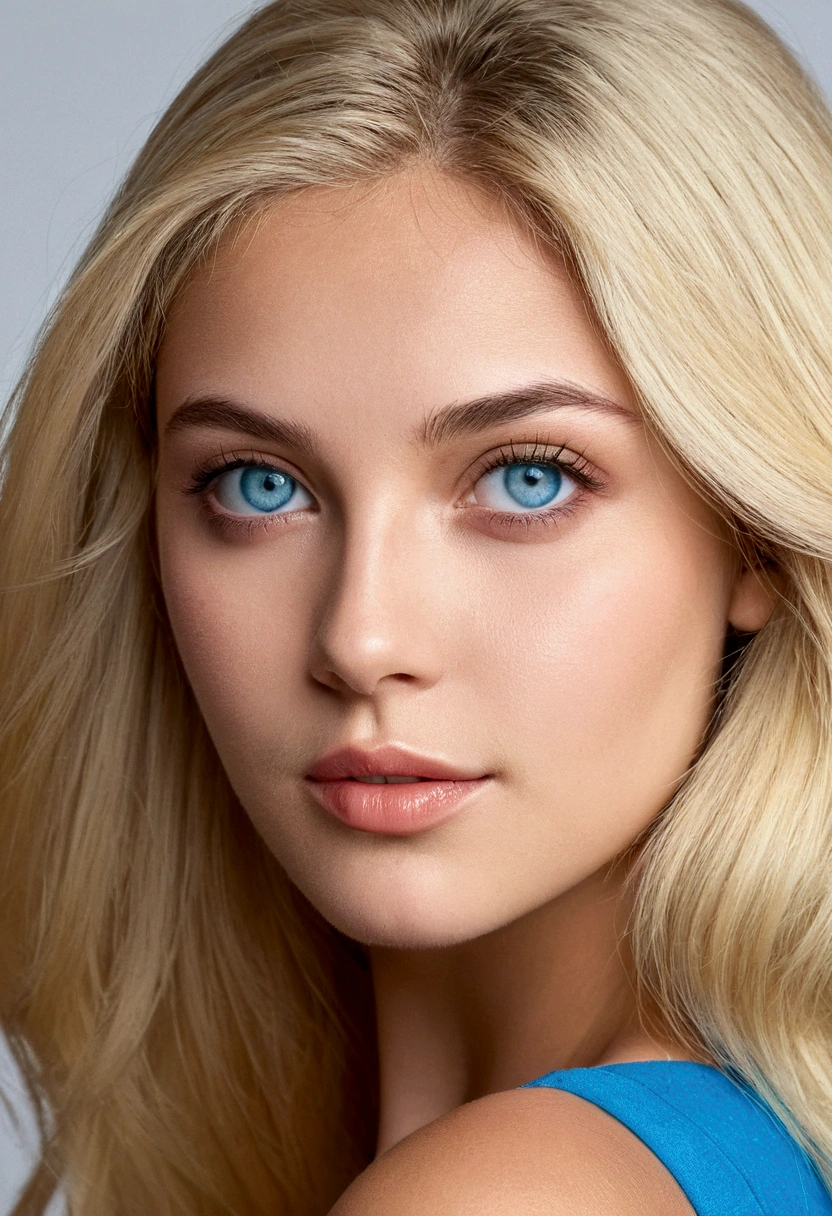 high-quality, masterpiece, detailed, realism, ultra-realism,nowlet´s list all the characteristics of gabriela rogerio da silva, the perfct face, very attractive, beutifu 19-year-old spanish blonde girl, blue eyes, medium-le ngth hair and natural light blue eyes, looking directly alt the camera, hot, sensual, most beautiful, round face, good chin, best features, skin and hair with high texture, amazing blue eyes and blonde hair. her body is 1.75m tall, with a fit shape, slim waist, large bust, long hair, medium buttocks.