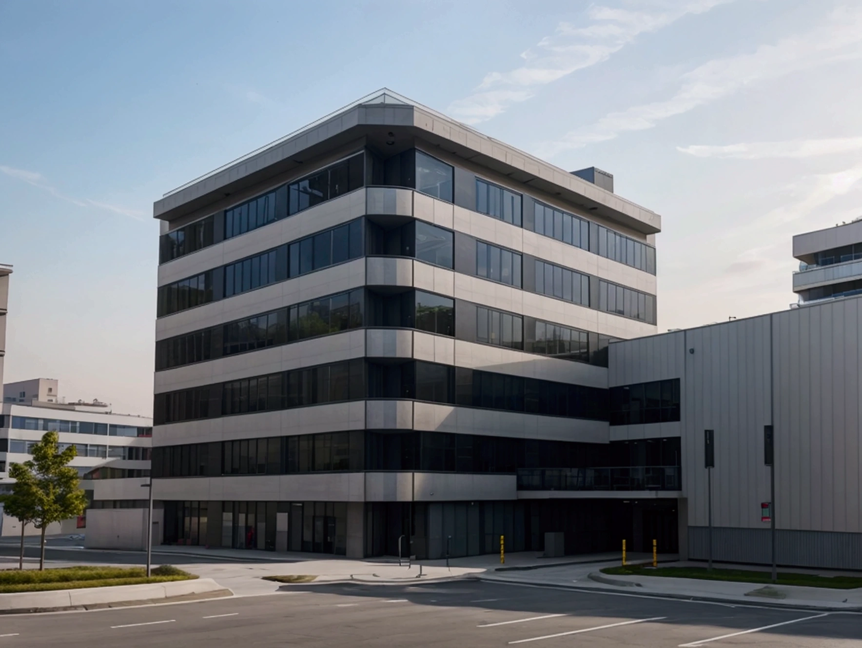 8k, RAW photo, best quality, masterpiece:1.2), (realistic, photorealistic:1.37) modern multi-storey office building