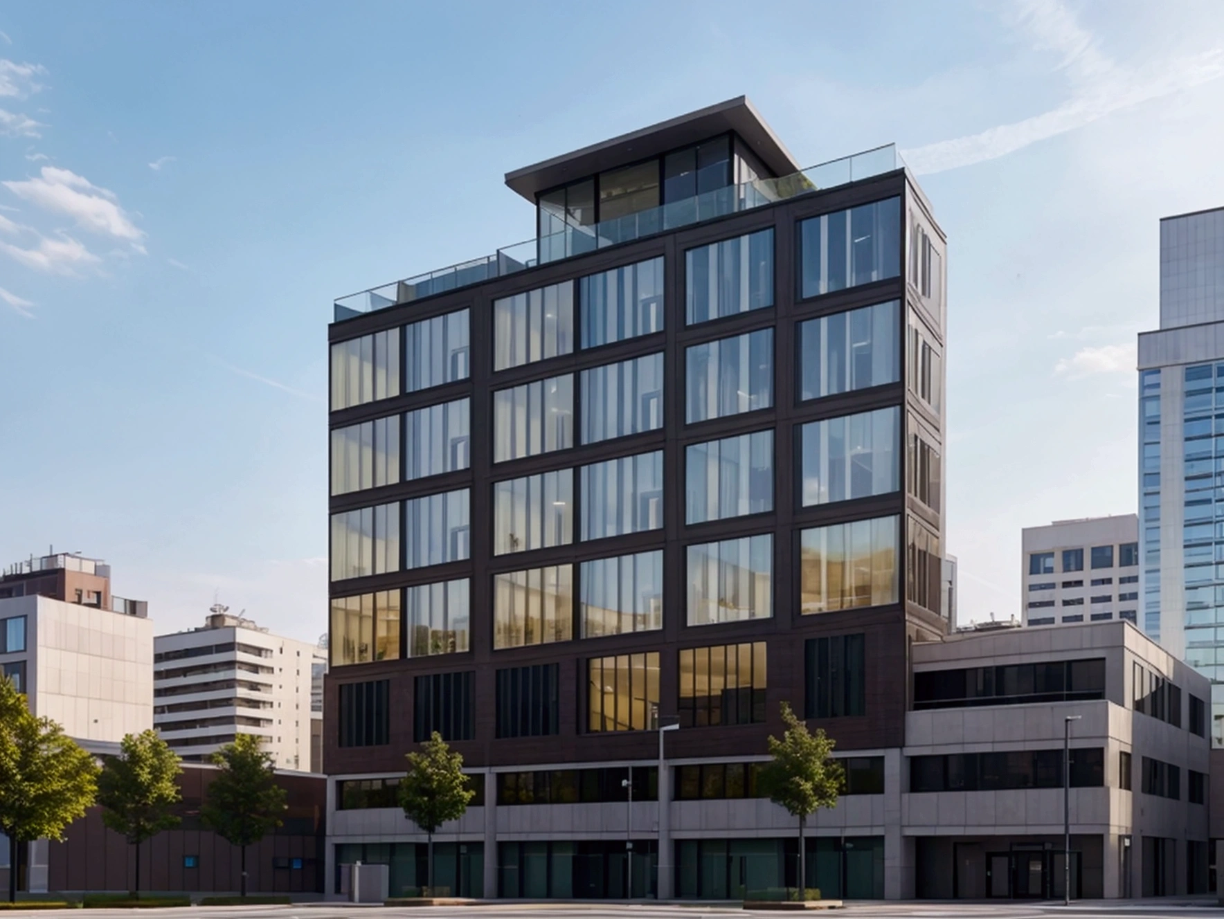8k, RAW photo, best quality, masterpiece:1.2), (realistic, photorealistic:1.37) modern multi-storey office building