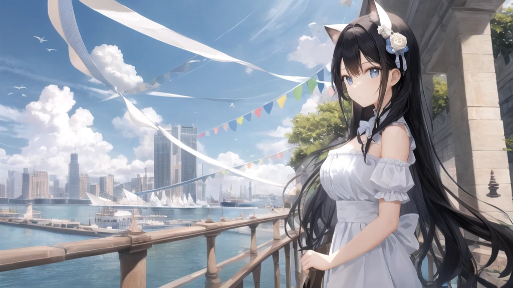 masterpiece, woman, kawaii, midday, in the sky