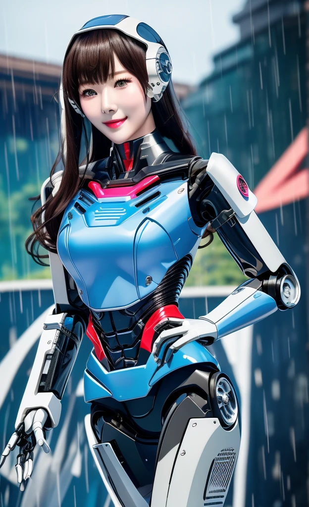 actual,photoactual,masterpiece,best quality,1 female robot，Beautiful female robot),looking at the audience,{{masterpiece}},Flat 胸部best quality},alone,beautiful clear face(Rain waves_haneame：1.5)