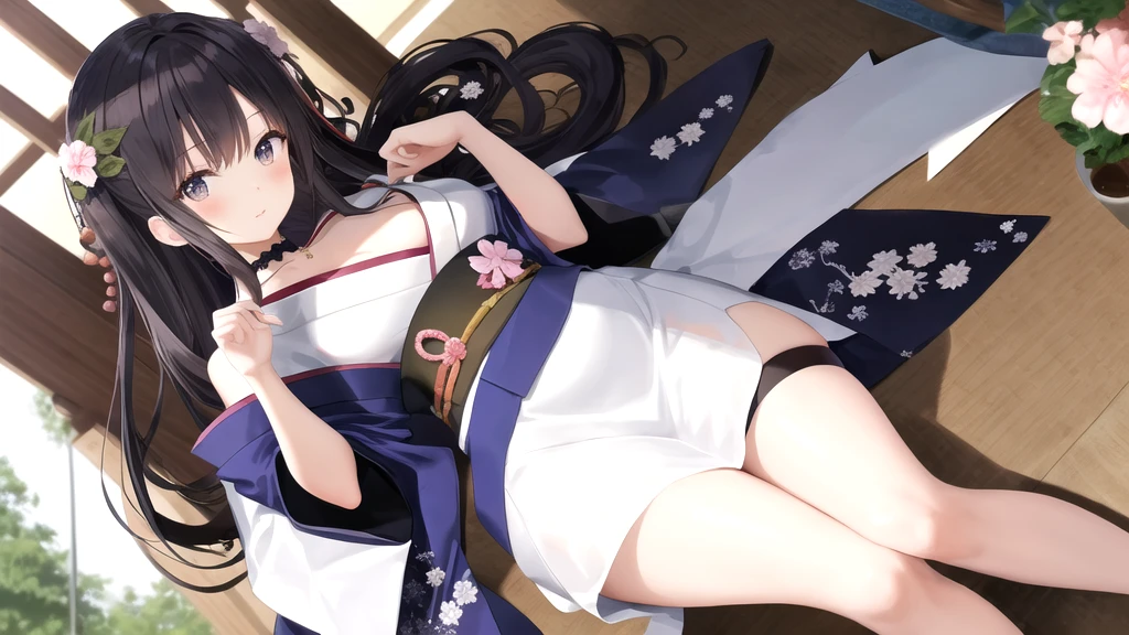 arashio \(azur lane\), japanese clothes, pantyhose, 3d style, sitting on couch, on knees, feet, looking back, bubble butt, window, (visible feet), feet focus, (masterpiece), good proportions, cute face, cat tail