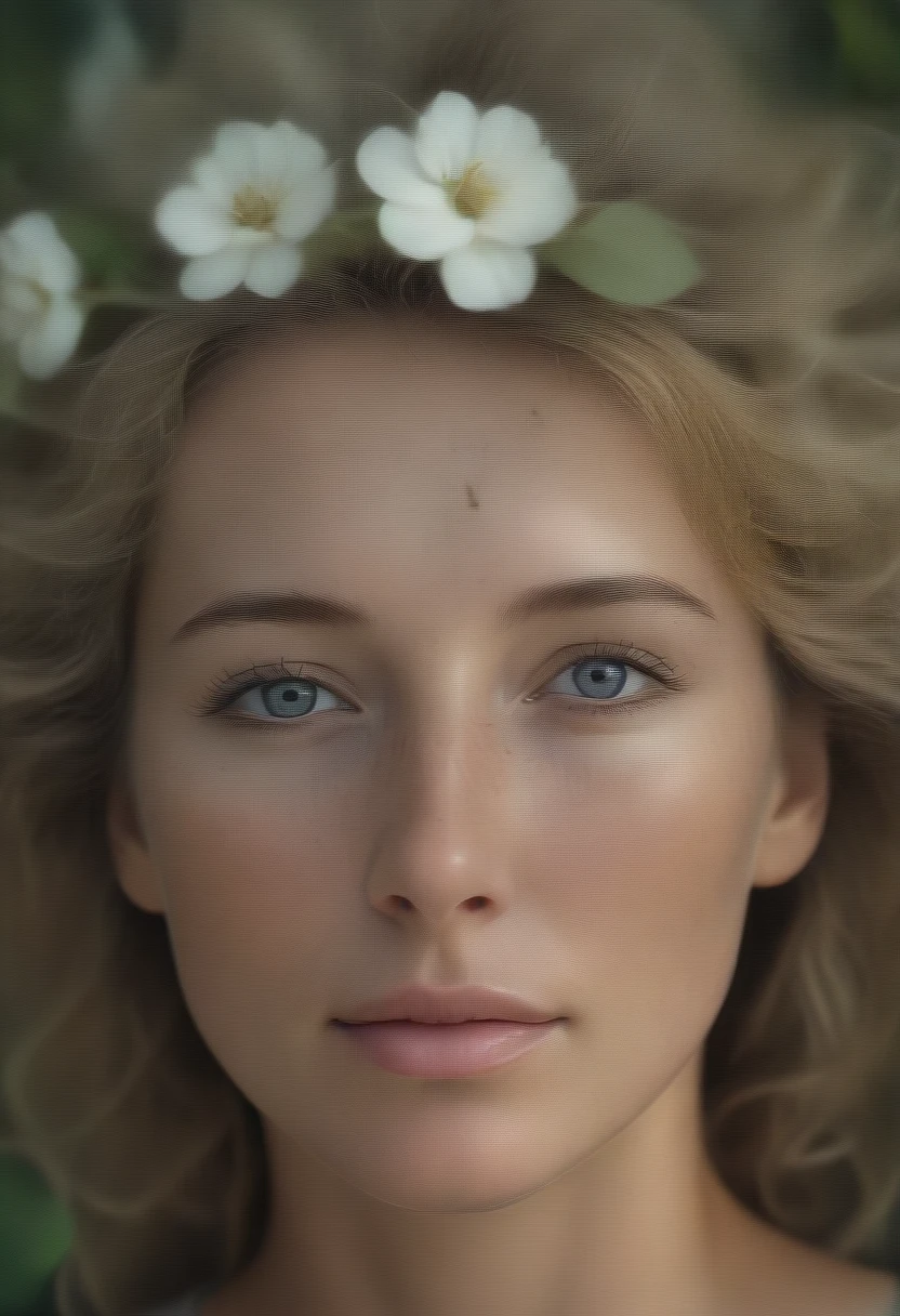 a close up of a person's head with a brain made of flowers, psychedelic surreal art noir style,surreal art, tree of life brains, surrealistic art style,organic cyborg, humanoid flora, surreal design, surreal psychedelic design,humanoid vegetation, psychedelic dmt, mind altering drugs. fair skin, light complexion, sun tan face, perfect realistic skin, portrait photography