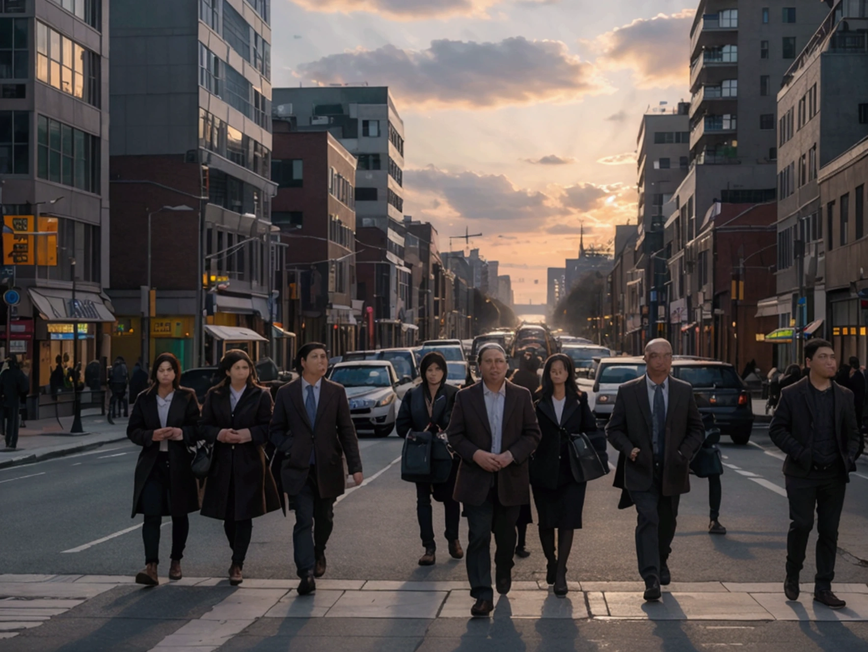 8k, RAW photo, best quality, masterpiece:1.2), (realistic, photorealistic:1.37) urban bustling scene