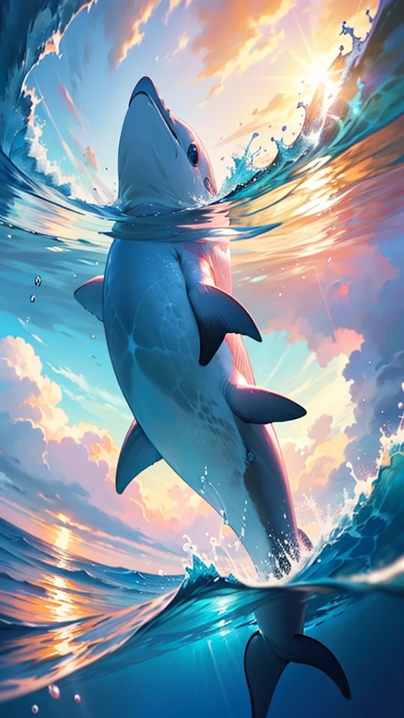 a beautiful pink dolphin swimming in the ocean, extremely detailed, 1 dolphin, photorealistic, 8k, high quality, hyperrealistic, vibrant colors, detailed ocean waves, sun shining through the water, underwater scene, serene atmosphere, realistic lighting, dynamic composition