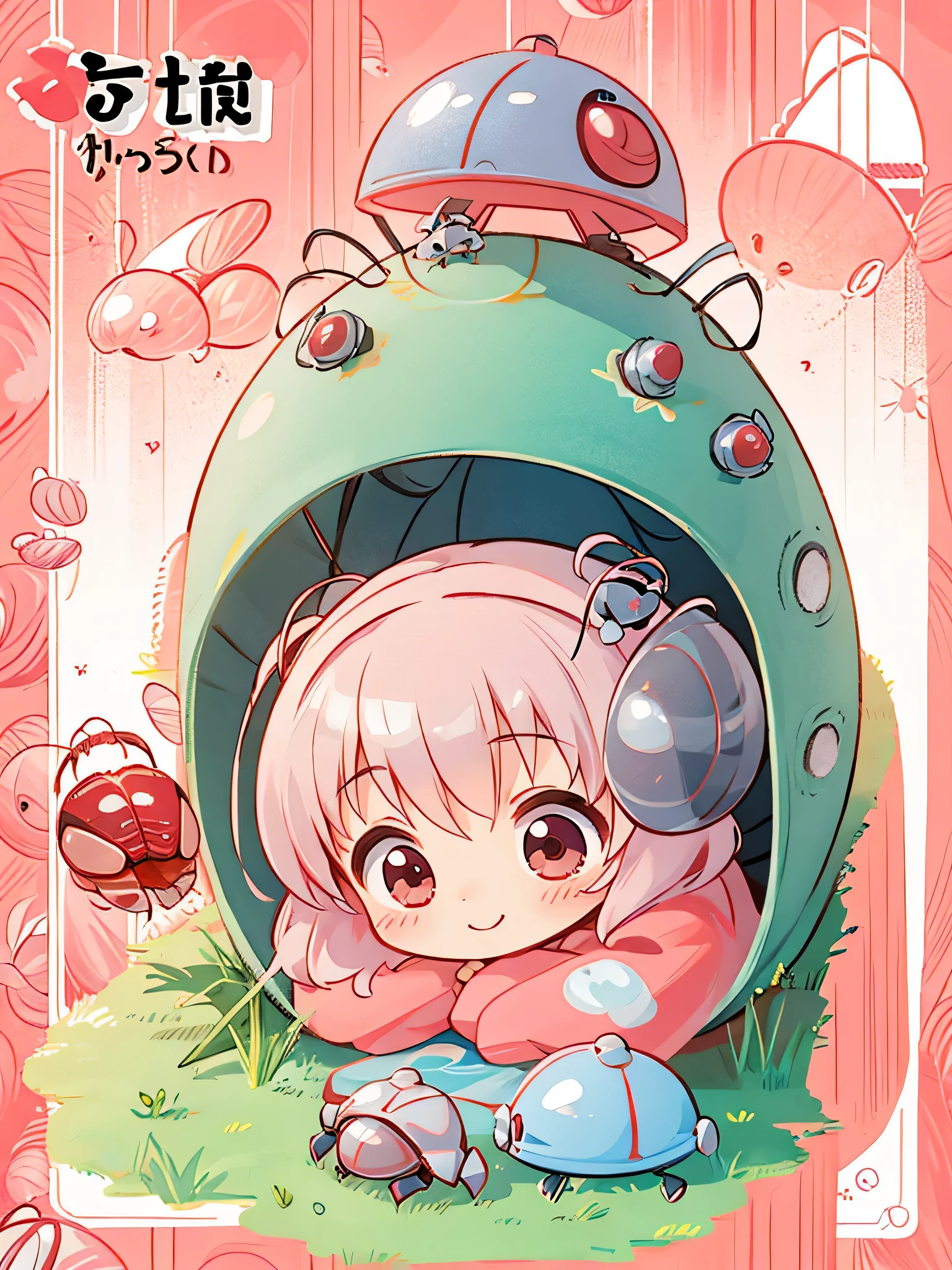 Momoko Sakura Red and White style, Kawaii Design, The most beautiful girl of all time、chibi, (((Cute pillbug))), smile