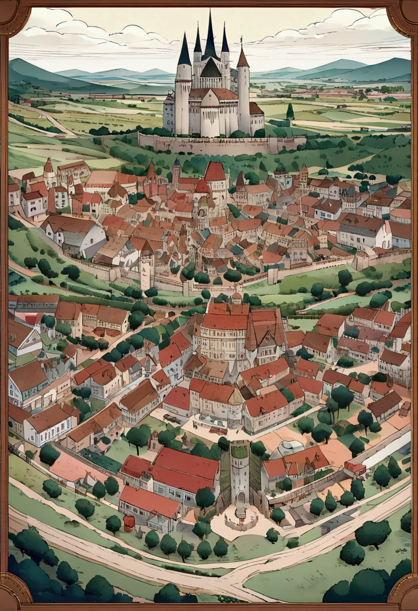 A complete city animation. In the middle is the kingdom, and in the middle is the center of the castle. The first area has residents’ homes and markets, the second area is rural, and the fourth area has border control.