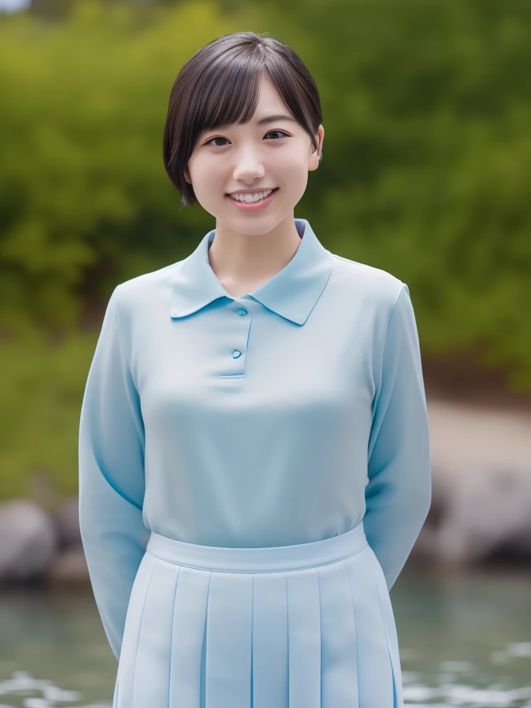 (****ung Eurasian Woman, Early 20s, At the aquarium, (((Full Body Lesbian))), ((女子高等学校of制服)), short_Bob_hair_ponytail, Dimples, Friendly & A kind smile, I chipped a tooth, リアルな肌of質感, Healthy body shape, Hyperrealism, Realistic, Beautiful attention to detail, High Contrast, Ultra HD, 最高of画質, Fine details, 非常に細心of注意を払って, masterpiece, of_cowboy_shot, Bokeh Background, Serene atmosphere, Cyan Light)