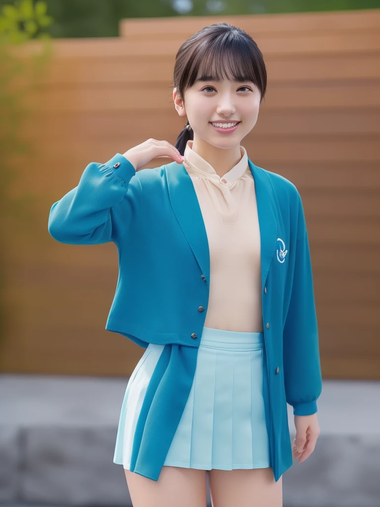 (ung Eurasian Woman, Early 20s, At the aquarium, (((Full Body Lesbian))), ((女子高等学校of制服)), short_Bob_hair_ponytail, Dimples, Friendly & A kind smile, I chipped a tooth, リアルな肌of質感, Healthy body shape, Hyperrealism, Realistic, Beautiful attention to detail, High Contrast, Ultra HD, 最高of画質, Fine details, 非常に細心of注意を払って, masterpiece, of_cowboy_shot, Bokeh Background, Serene atmosphere, Cyan Light)
