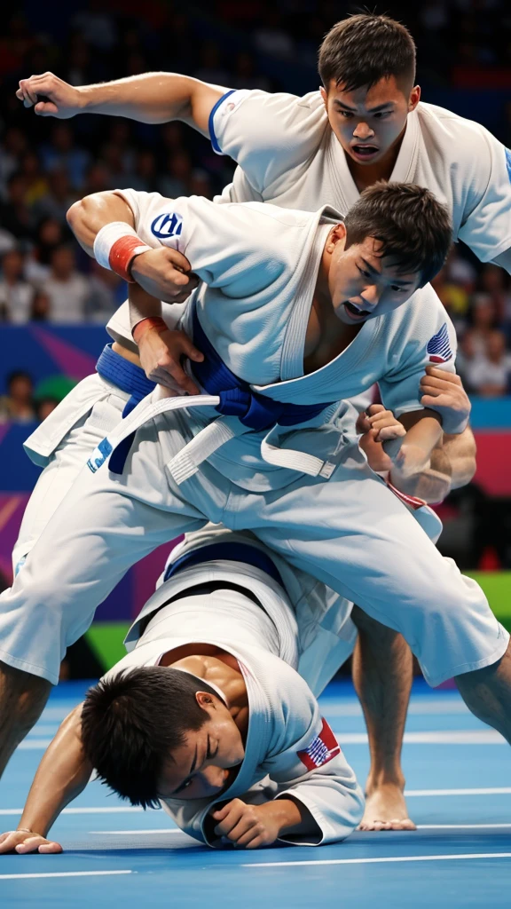 Judo athletes are fighting hard in fierce battles at the Olympics.。