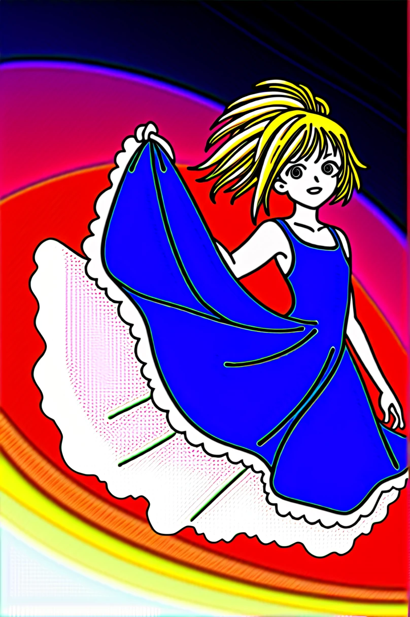 10 year old girl underwear, Sakura Kinomoto、Realistic bloomers made from patterned cotton fabric, Medieval one-piece dress with panniers, Fabric Realism, Low - Angle, I see bloomers, Pull up the dress by hand, Strong winds, Translucent slip, Translucent slip, tights, Highest quality, whole body