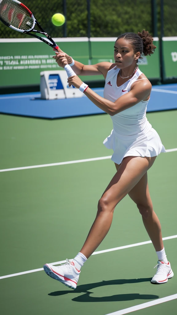 An Olympic tennis match is taking place and fierce competition is unfolding.