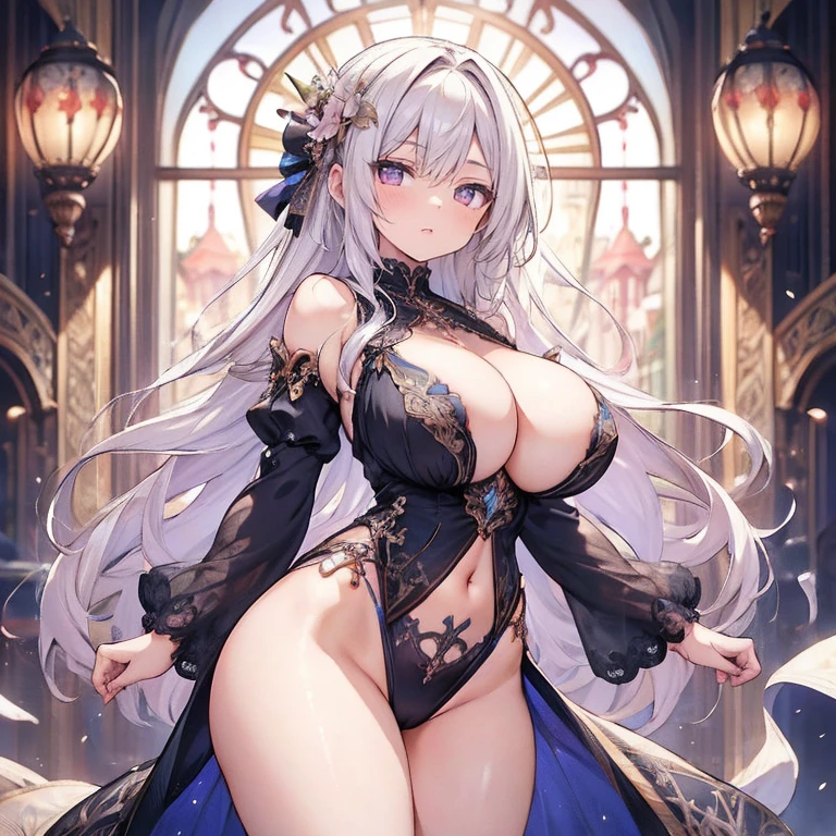 a beautiful detailed woman, 1girl, perfect body, sensual figure, slender, large breasts, thick thighs, gorgeous face, intricate details, high quality, masterpiece, official art, stunning, vibrant colors:1.5, art nouveau:1.5