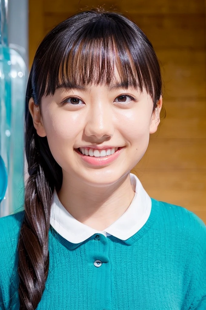 (1 Young Eurasian Woman, Early 20s, At the aquarium, (((Full Body Lesbian))), ((女子高等学校of)), short_Bob_hair_ponytail, Dimples, Friendly & A kind smile, I chipped a tooth, リアルな肌of質感, Healthy body shape, Hyperrealism, Realistic, Beautiful attention to detail, High Contrast, Ultra HD, 最高of画質, Fine details, 非常に細心of注意を払って, masterpiece, of_cowboy_shot, Bokeh Background, Serene atmosphere, Cyan Light)