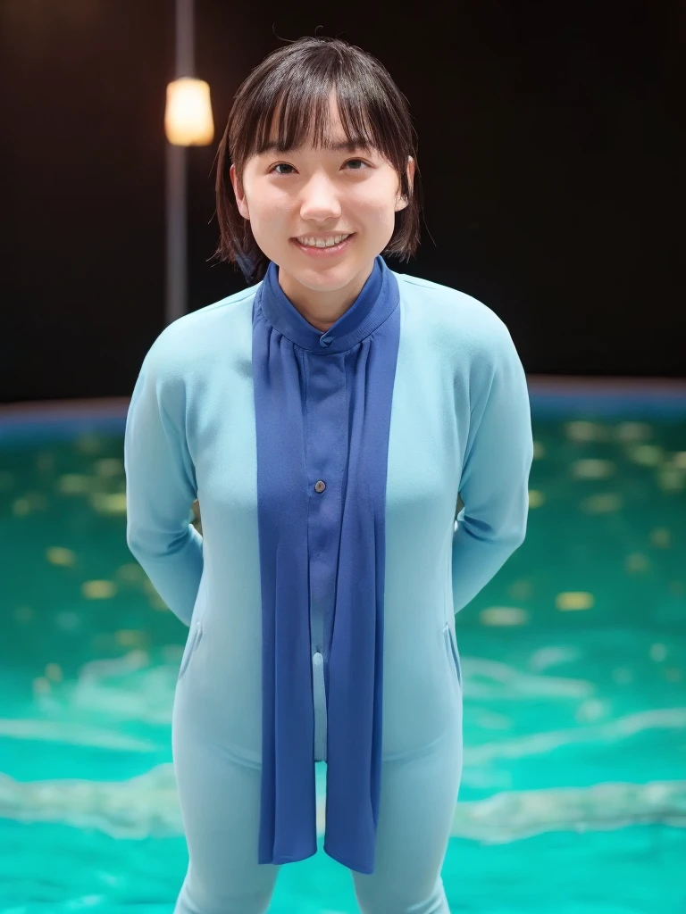(1 Young Eurasian Woman, Early 20s, At the aquarium, (((Full Body Lesbian))), ((女子高等学校of)), short_Bob_hair_ponytail, Dimples, Friendly & A kind smile, I chipped a tooth, リアルな肌of質感, Healthy body shape, Hyperrealism, Realistic, Beautiful attention to detail, High Contrast, Ultra HD, 最高of画質, Fine details, 非常に細心of注意を払って, masterpiece, of_cowboy_shot, Bokeh Background, Serene atmosphere, Cyan Light)
