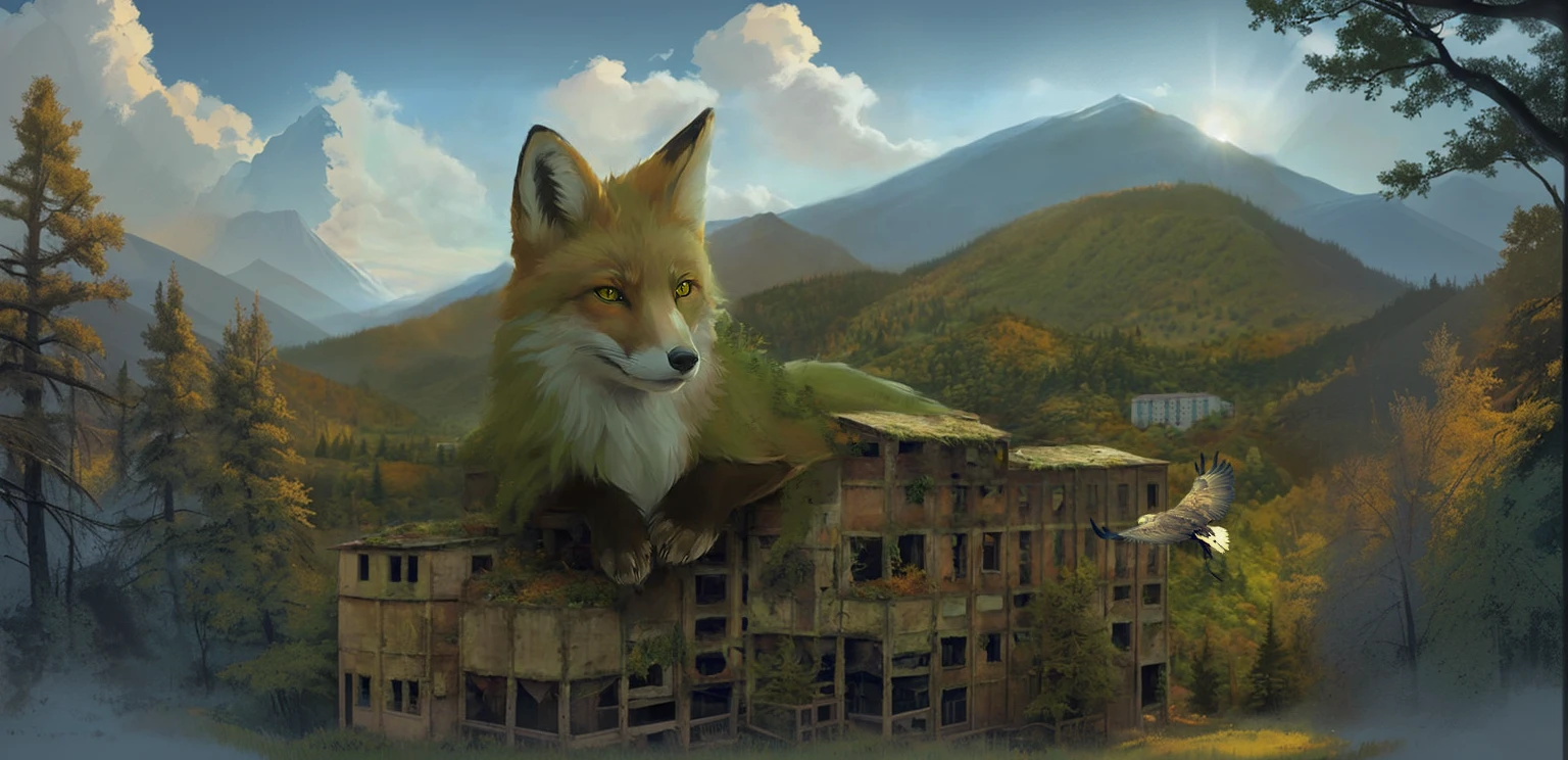 fantasy Digital Illustration, mountains, forest, sky, natural light, beautiful light, (visible brush strokes), (( Artem Chebokha, Devin Elle Kurtz, Robert Bateman style)), Peter Morbacher style, awarded at artstation, cinematic light, ultra detailed