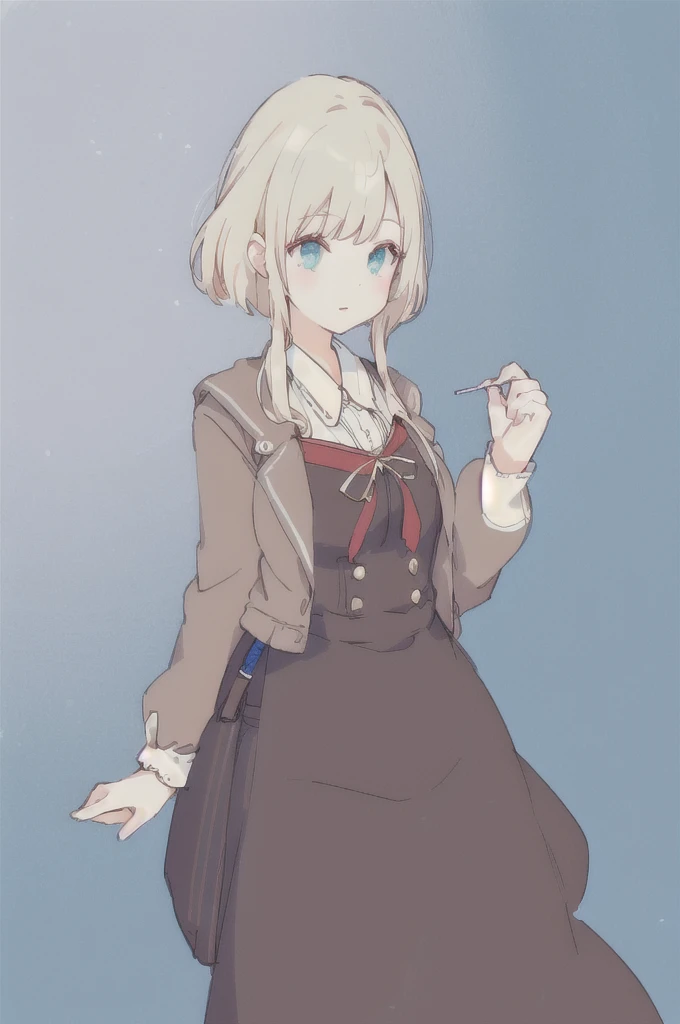 Animation - Drawing women&#39;s style, ,  in a dress, Kantai Collection Style, Animation Moe Artstyle, , A yandere in armor, Created by Animation Painter Studio, Short full-length portrait!, Posing in Pudika pose, Young Anime Girl,(big bust:1.5), (Black eyes with a slight purple tint:1.5), (a devastated expression, dead eyes, dark atmosphere:1.5), (Very white and long hair with a bluish tint, weak perm:1.5), (short white skirt, blue-tinged suit:1.5), (bare foot, round-rimmed glasses:1.5), (Belly Fat, muffin top, plump:1.1), (smiling faintly:1.5),(human ear,thin legs:1.5),

