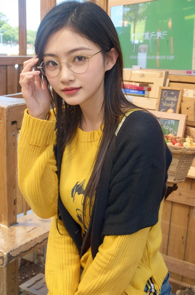 wear glasses，Round frame glasses，