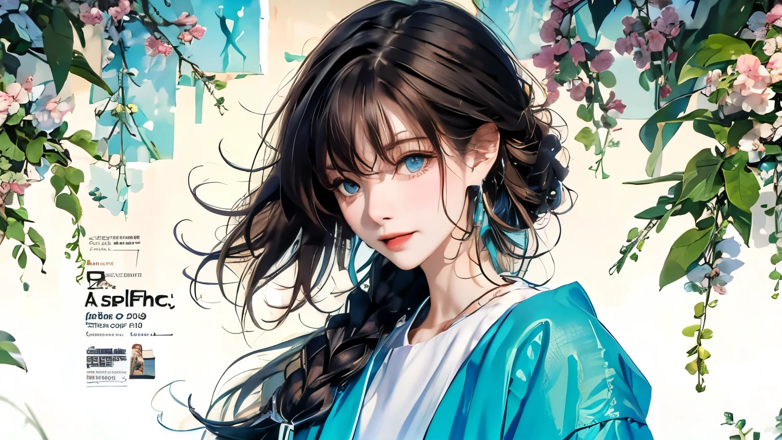 masterpiece, best quality, Spring Clothing, Colorful hair, outdoor, magazine cover ,Upper Body,