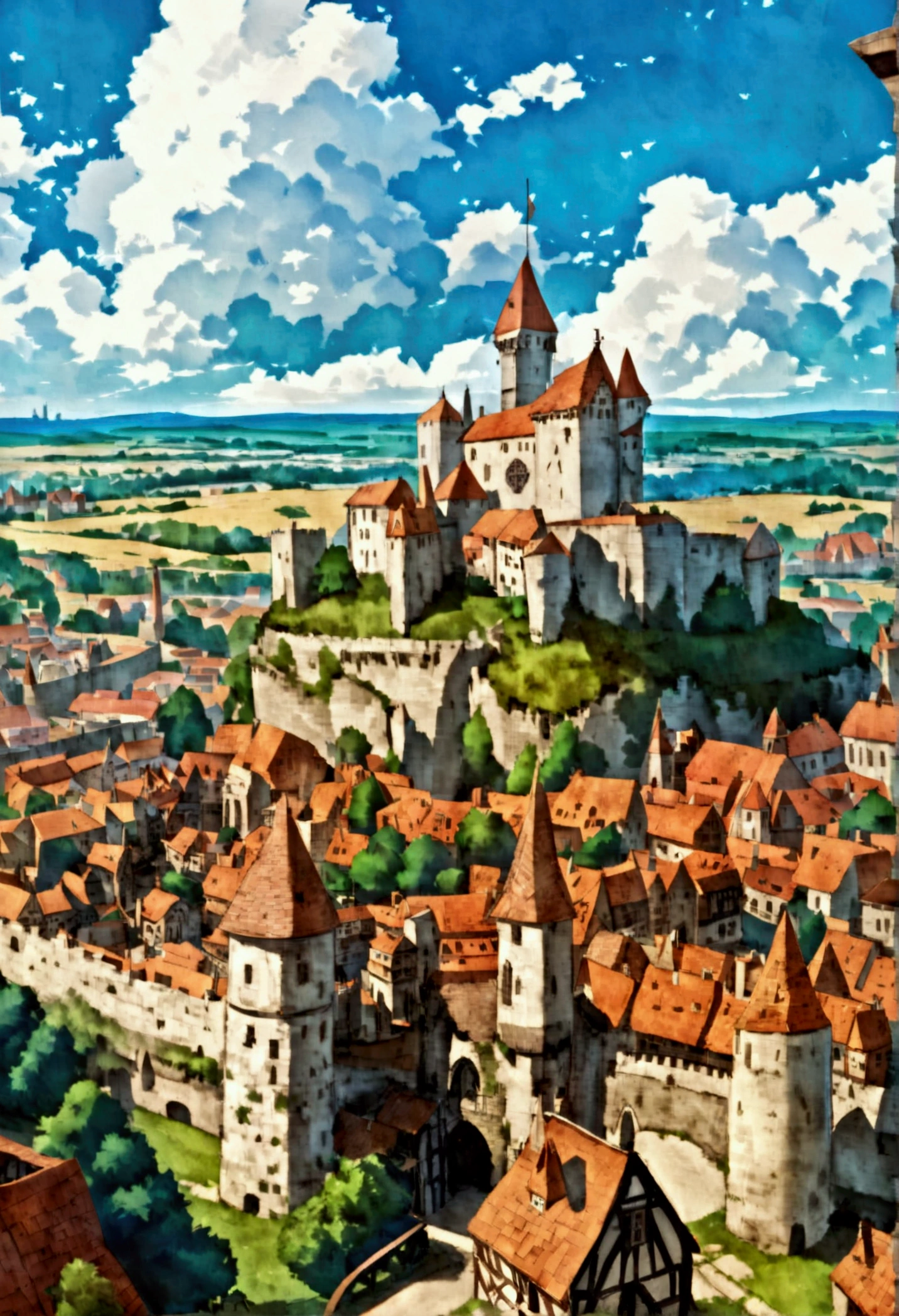 A view of the city with a castle in the middle, a Medieval City, Medieval map of a small town, Medieval City landscape, Medieval City, Medieval City, Medieval City map, Medieval French landscape, Medieval cities, Medieval castle, a small Medieval village, in a Medieval City, Medieval City background, Medieval poster, Medieval village, Medieval village on the plains