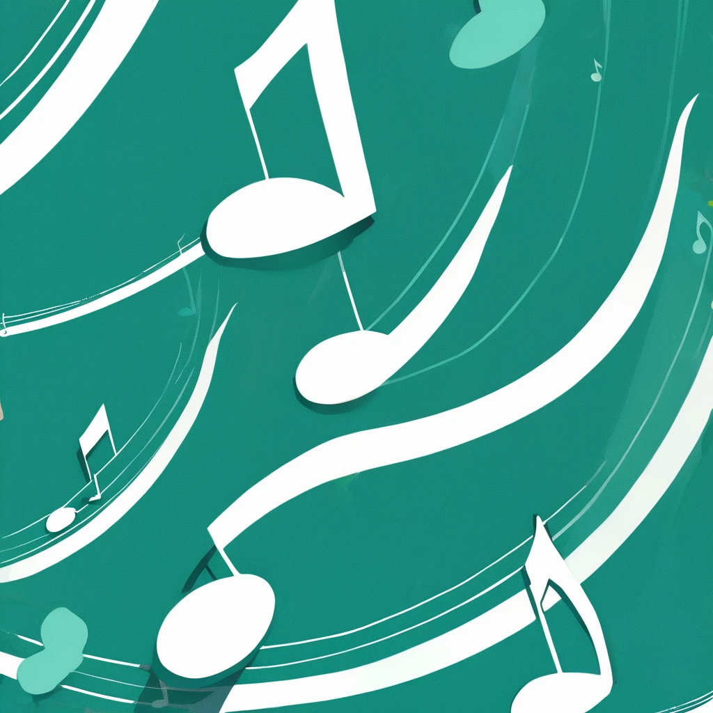 emerald background, (one white musical note)