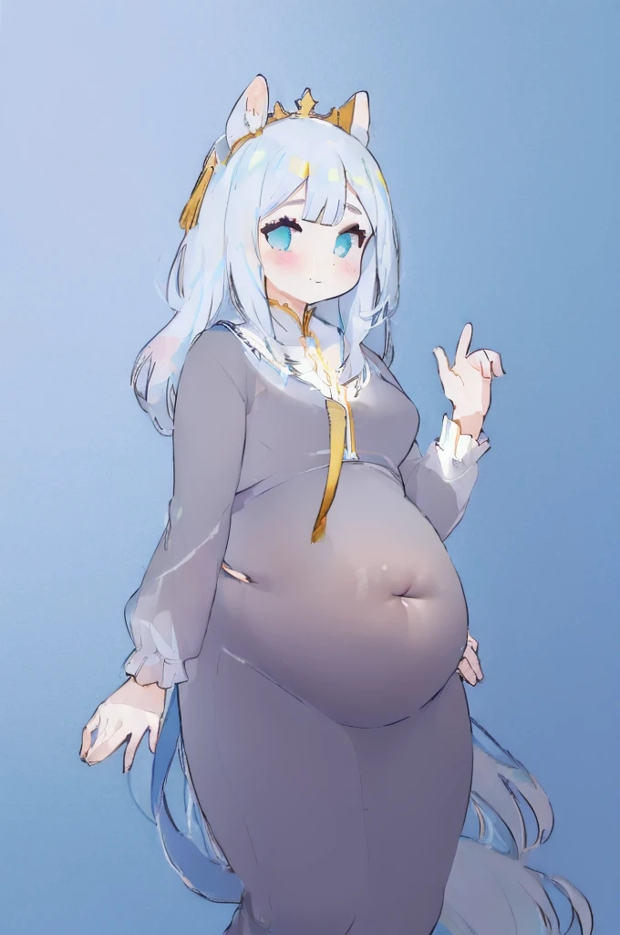 (Belly Fat:1.5),Animation - Drawing women's style, , in a dress, Kantai Collection Style, Animation Moe Artstyle, , A yandere in armor, Created by Animation Painter Studio, Short full-length portrait!, Posing in Pudika pose, Young Anime Girl,(big bust:1.5), (Black eyes with a slight purple tint:1.5), (a devastated expression, dead eyes, dark atmosphere:1.5), (Very white and long hair with a bluish tint, weak perm:1.5), (short white skirt, blue-tinged suit:1.5), (bare foot, round-rimmed glasses:1.5), (Belly Fat, muffin top, plump:1.1), (smiling faintly:1.5),(human ear,thin legs:1.5),