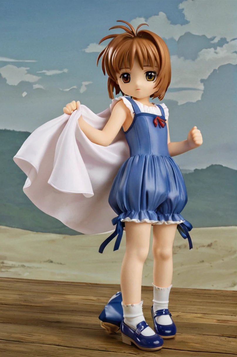 10 year old girl underwear, Sakura Kinomoto、Realistic bloomers made from patterned cotton fabric, Medieval one-piece dress with panniers, Fabric Realism, Low - Angle, I see bloomers, Pull up the dress by hand, Strong winds, Translucent slip, Translucent slip, tights, Highest quality,  whole body