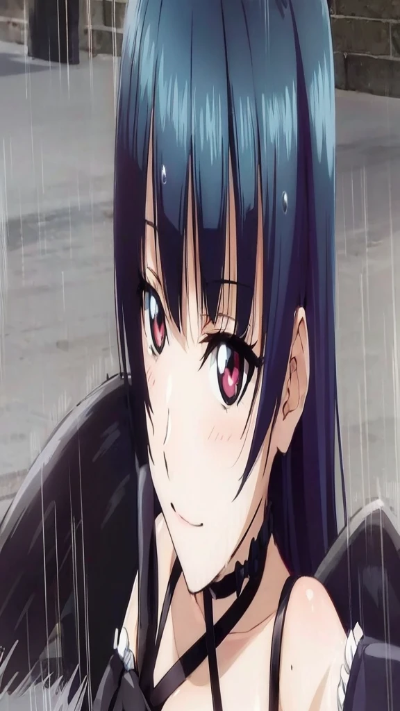 #One girl　#Long Hair　#Hair Color Blue　#Eye colorRed