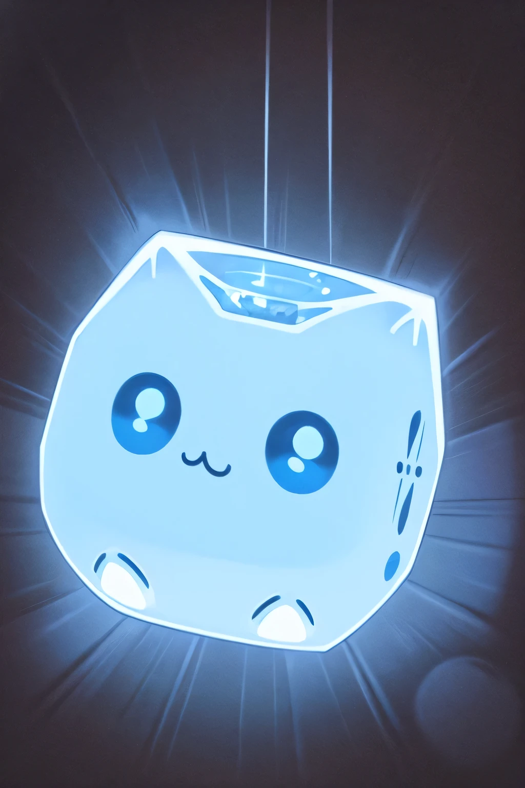 there are two ice cubes with a cat face on them, cute artwork, cute digital art, made of ice, cute!!!, soft anime illustration, cute illustration, so cute, cute detailed digital art, cute!, cute! c4d, cute:2, cute anime, icy, electric cats that fly over ice, slimes