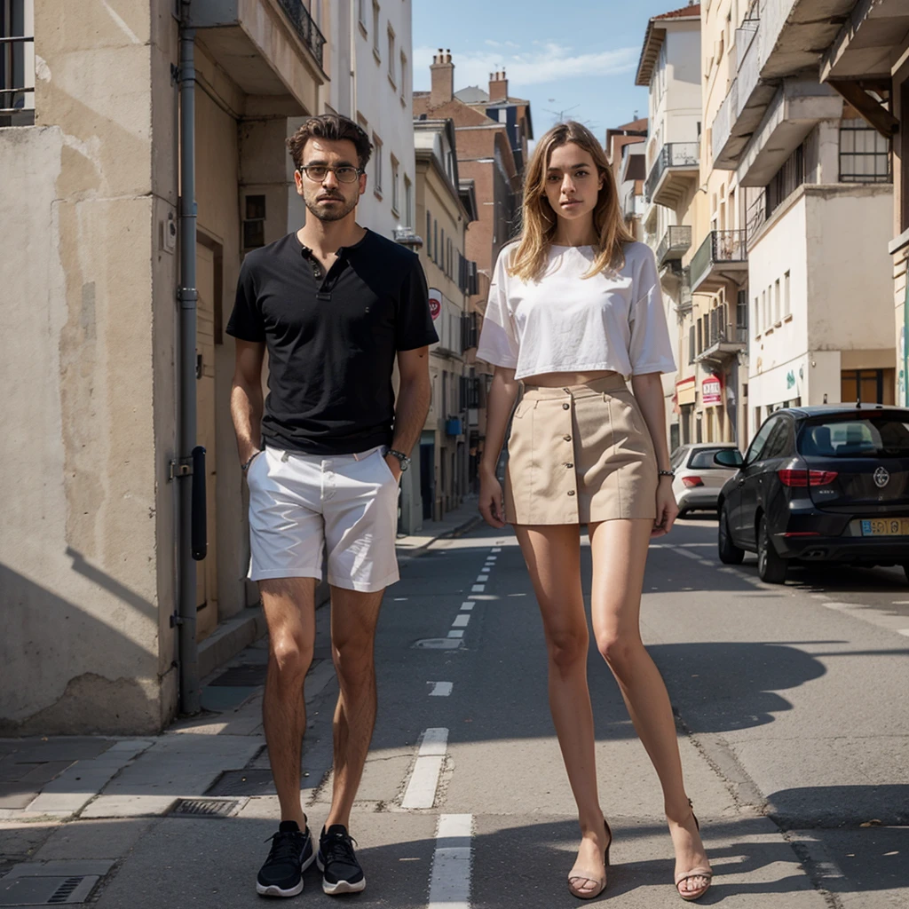 mid-thigh view, José Amoralis and Josephine Deboch against the background of the street