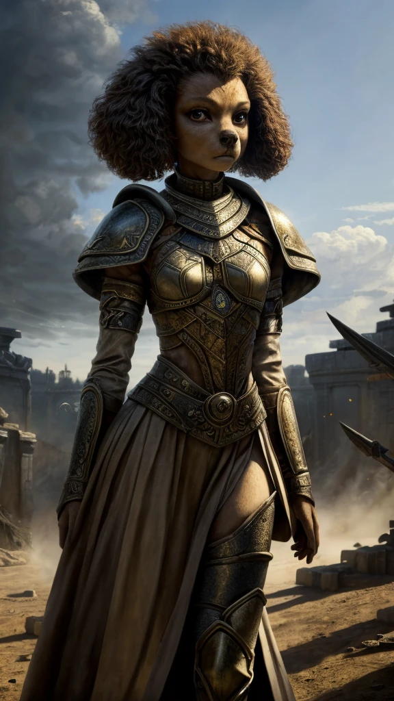 ((Highest quality)), ((masterpiece)), (detailed), White Toy Poodle,Future war warrior,Fantasy,mysterious,Fantasy,live-action